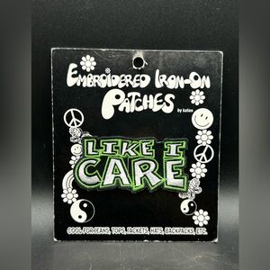 LIKE I CARE by Kalan Embroidered Iron On Patch, New on Packaging Vintage Y2K
